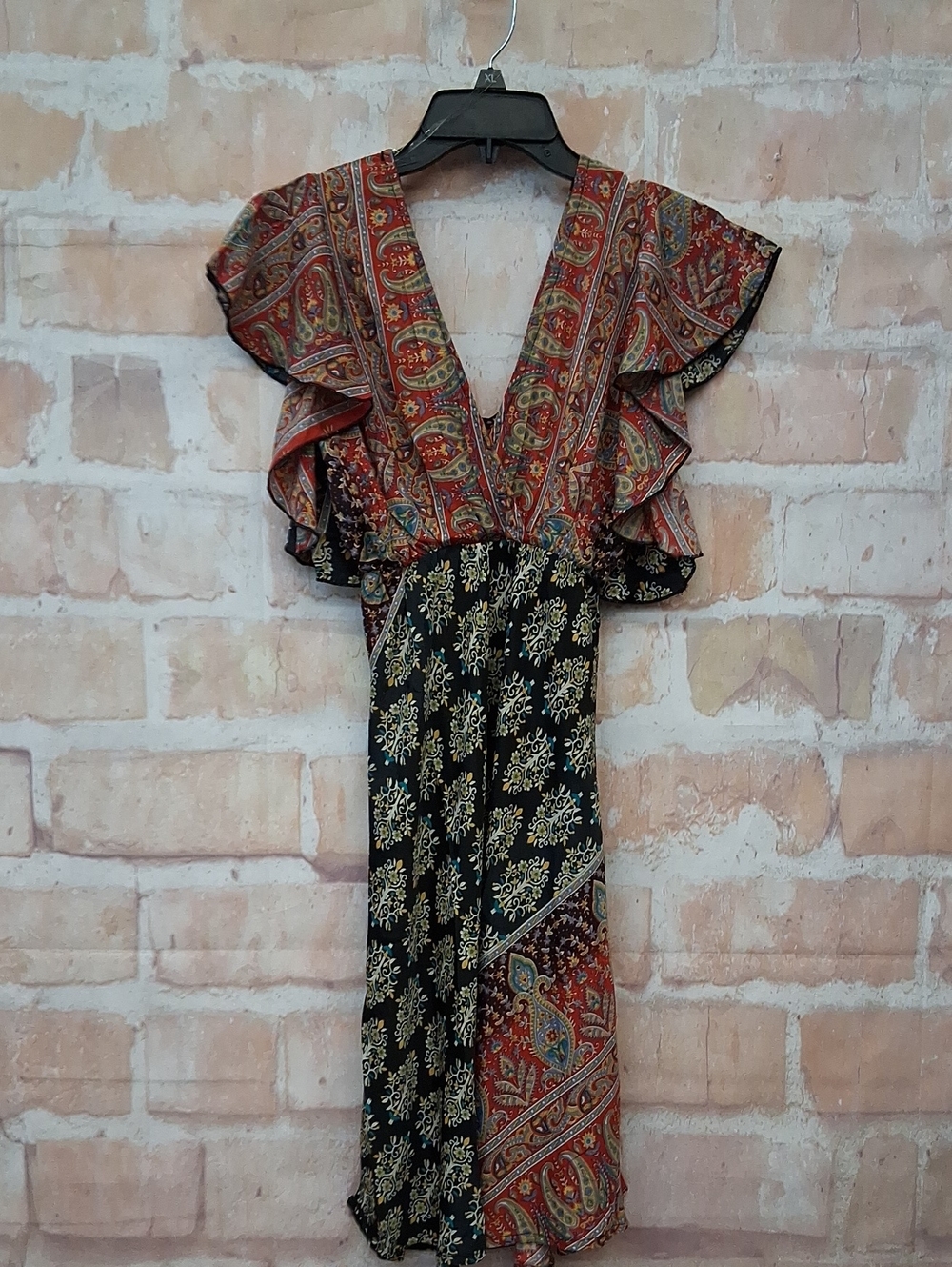 NWT EARTHBOUND Paisley & Floral Dress - Red, Black, Cream